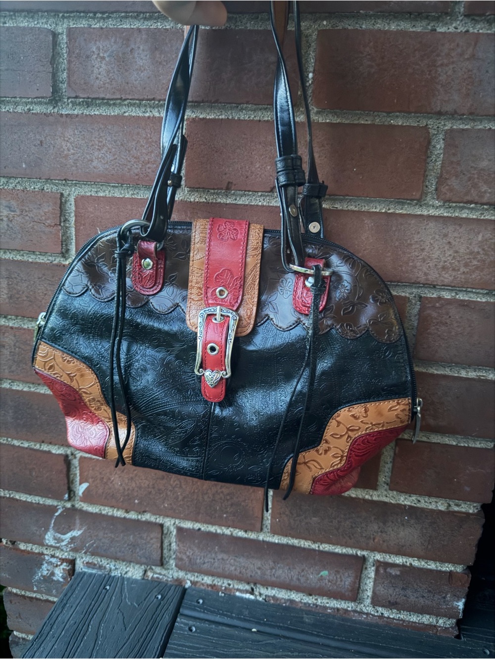 MC Marc Chantal Vintage Tooled Embossed Leather Shoulder Bag - Western Style